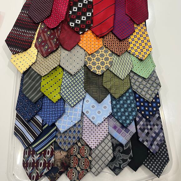 HUGE Lot of Men's Neck Tie's Rainbow Assorted Silk Ties for Men Crafts 43 total - Picture 1 of 7